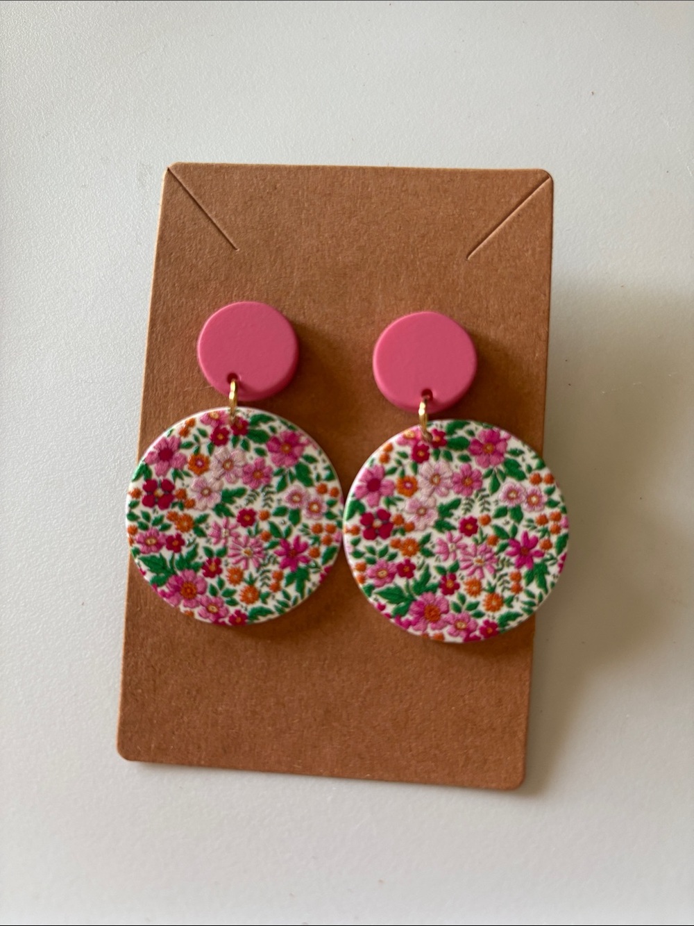 Fashion Jewelry Pink Floral Round Drop Earrings